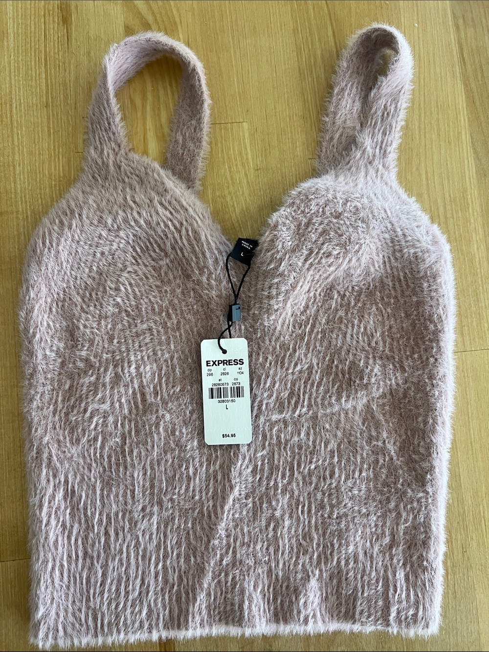 Express Fuzzy Knit Tank in Blush